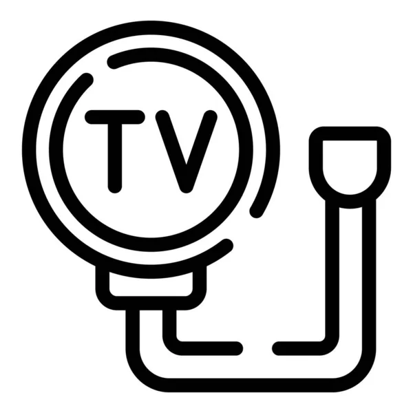 Televizyon Kutusu Kablo Ikonu Ana Hatları Vektörü Akıllı Monitör Kumandası — Stok Vektör