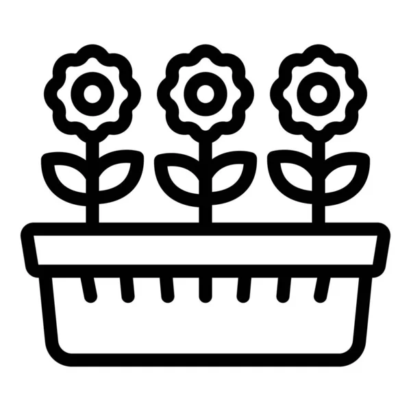 Ikona Konturu Kwiatka Wektor Ogrodnictwo Lato Natury — Wektor stockowy