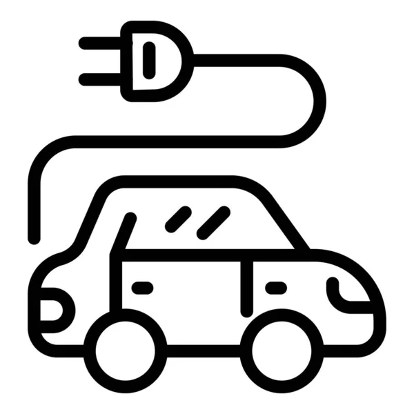 Elektrisk Bil Ikon Kontur Vektor Ekologisk Energi Miljöbil — Stock vektor