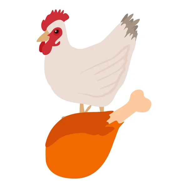 鶏の肉アイコン等角ベクトル 鶏のアイコンを背景に鳥の足を揚げた 食べ物 肉のテーマ — ストックベクタ