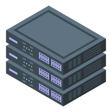 Sunucu vpn ikon izometrik vektörü. Güvenli bilgisayar. Sistem çevrimiçi