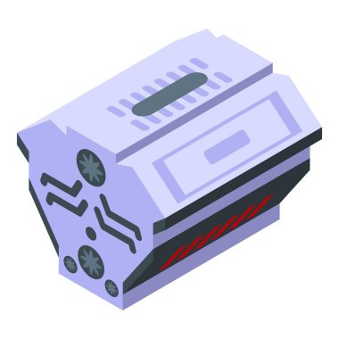 Araba motor yazdırma ikonu izometrik vektörü. Yazıcı aracı. Model plastik