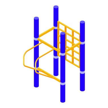 Spor ekipmanı ikonu izometrik vektörü. Sokak spor salonu. Kentsel çekim