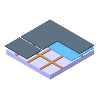 Döşeme ikonu izometrik vektörü. Döşeme tadilatı. Yeni iç mekan