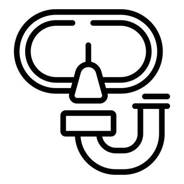 Dalış maskesi ikonu ana hatları vektörü. Yaz tatili. Su kayağı