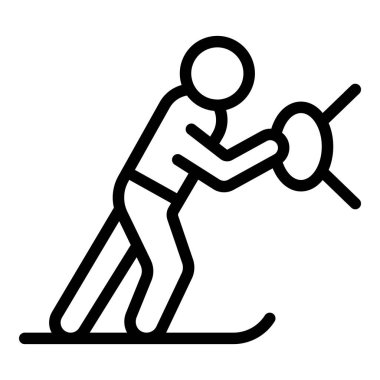 Okyanus su kayağı ikonu ana hat vektörü. Deniz eğlencesi. Tatil sporu