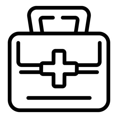 İlk yardım çantasının ikon ana hatları vektörü. Plaj tatili Deniz eğlencesi