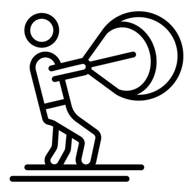 Uçurtma Adam ikon ana hatları vektörü. Su sporu. Sörf silüeti