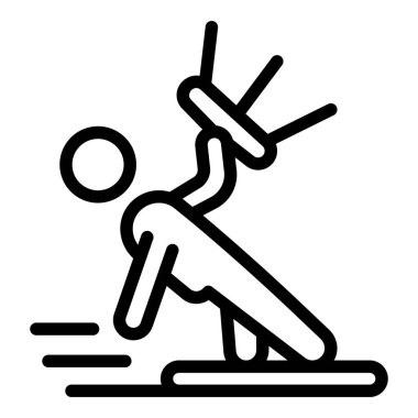 Eylem kayak simgesi ana hatları vektörü. Uçurtma rüzgarı. Sıradışı yaz