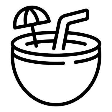 Yaz kokteyli ikonu ana hatları vektörü. Rüzgar sporu. Sörfçü adam