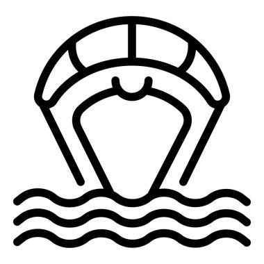 Deniz uçurtması ikon ana hatları vektörü. Uçurtma rüzgarı. Sörfçü adam