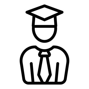 Mezuniyet öğretmeni ikonu ana hatları vektörü. Rota semineri. Çevrimiçi başarı