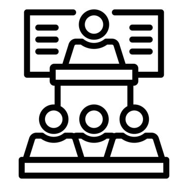 Hoparlör simgesi ana hatları vektörü öğreniliyor. Rota semineri. Okuma öğrenme