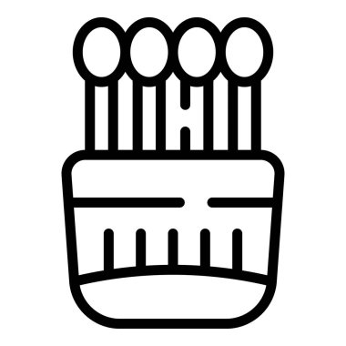 Temiz seçim simgesi ana hat vektörü. Pamuk kulak. Ahşap pamuk