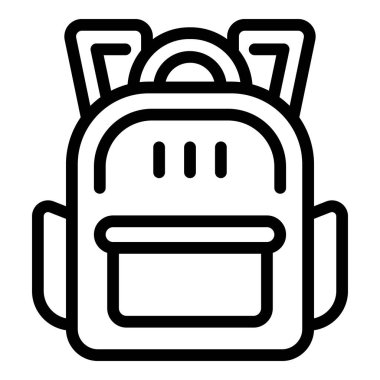 Okul sırt çantası ikonu ana hatları vektörü. Güvenli çocuk. Sağ salim dön.