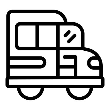 Okul otobüsü ikonu ana hatları vektörü. Çocuk eğitimi. Güvenli dönüş