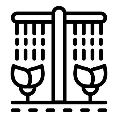 Otomatik bitki sulama ikonu ana hatları vektörü. Dijital çiftlik. Akıllı üretim