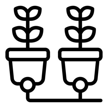 Akıllı bitki ikonu ana hatları vektörü. Dijital gelecek. Algılayıcı verisi