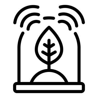 Bitki sensörü ikon ana hatları vektörü. Çiftçi teknolojisi. Akıllı veri