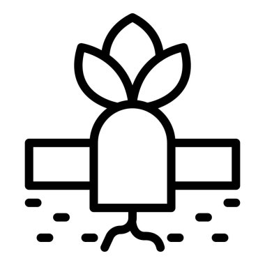 Akıllı çiftlik ikonu ana hat vektörü. Dijital gelecek. Bitki sensörü