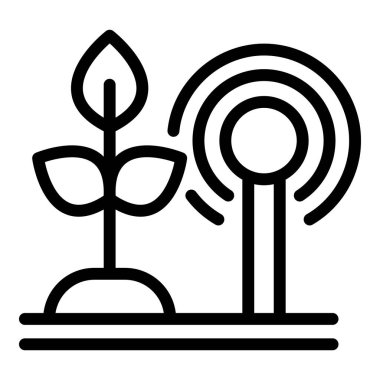 Yiyecek kontrol ikonu ana hatları vektörünü yerleştir. Dijital gelecek. Sistem sensörü