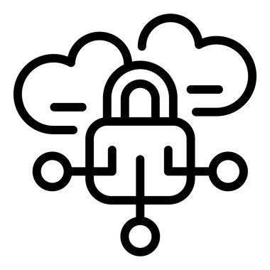 Dijital asma kilit ikonu dış hat vektörü. Sistem tableti. Algılayıcı tesisi