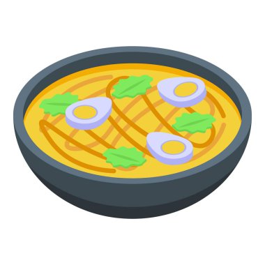 Myanmar çorba ikonu izometrik vektörü. Kültür haritası. Asya Burma