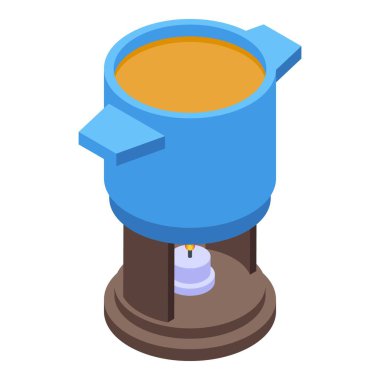 Gurme fondü ikonu izometrik vektörü. Peynir yemeği. Yemek Fransızcası.