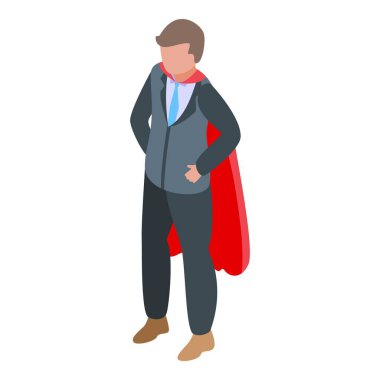 Reklam yönetmeni süper kahraman ikon izometrik vektörü. Takım finansmanı. Film kariyeri