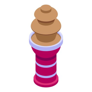 Toz kakao ikonu izometrik vektörü. Çikolata çeşmesi. Yiyecek makinesi.