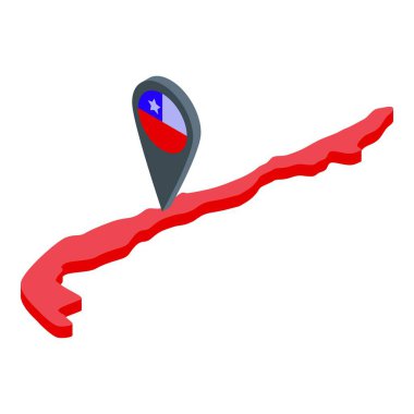 Şili simgesi izometrik vektörü. Ülke seyahati. Turizm amblemi