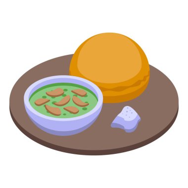 Cumhuriyet Chad çorbası ikonu izometrik vektörü. Afrika seyahati Ulusal gıda