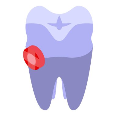 Gemstone diş ikonu izometrik vektörü. Bakım temiz. Ağız implantı