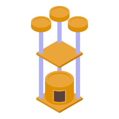 Kedi oyuncağı ikonu izometrik vektörü. Evcil hayvan maması. Dikkat et veteriner