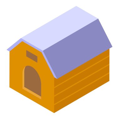 Ahşap kedi evi ikonu izometrik vektörü. Bakım kutusu. Evcil oyuncak.