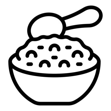 Okul öncesi yemek kasesi ikonu ana hatları vektörü. İnternetten öğren. Sınıf monitörü