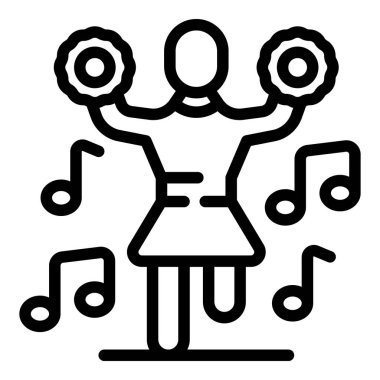 Dans öğrencisi kulübü ikonu ana hatları vektörü. Ders kitabı. Öğrenme grubu