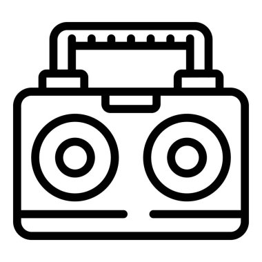 Müzik öğrencisi kulübü ikonu ana hatları vektörü. Çalışan kişi. Çevrimiçi akıllı hobi