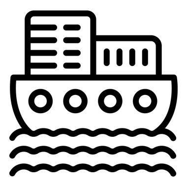Gemi kargo taşıma ikonu ana hat vektörü. Turizm eğitimi. Yurt dışı