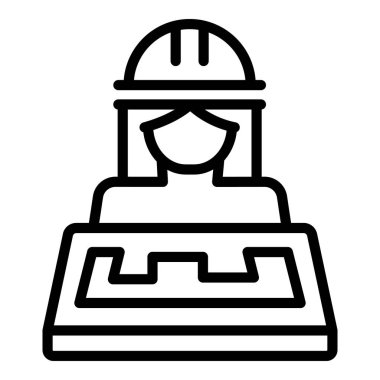 Kadın inşaat mühendisi ikon taslak vektörü. İşçi. Kadın işi