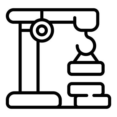 Yapım vinç simgesi ana hatları vektörü. İnsan müteahhiti. Mühendis kadın.