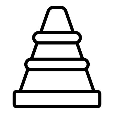 Yapım konisi simgesi ana hatları vektörü. Mühendis. İş inşaatı