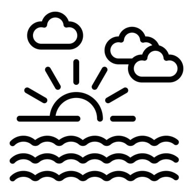 Deniz doğumu ikonu ana hat vektörü. Su kampı. Çocuk havuzu