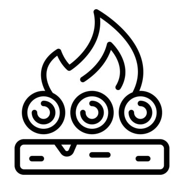 Kamp ateşi ikonu ana hat vektörü. Yaz tatili. Çocuk aktivitesi