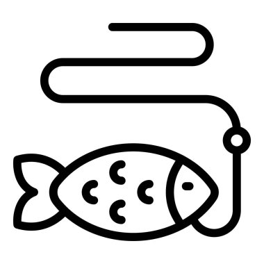 Deniz balıkçılığı ikonu ana hatları vektörü. Su kampı. Çocuk etkinliği