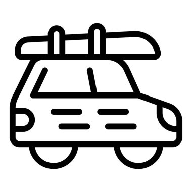 Araba ailesi gezi ikonu ana hatları vektörü. Su kampı. Yaz denizi
