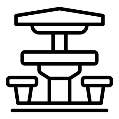 Yüzme kampı bank ikonu ana hatları vektörü. Yaz suyu. İyi tatiller.