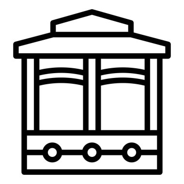 Pergola mobilya ikonu ana hat vektörü. Pavilion evi. Veranda mimarisi