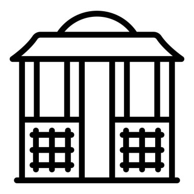 Yaz pergola ikonu ana hatları vektörü. Ev köşkü. Avlu tahtası