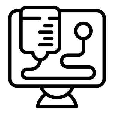 Hacker pc simgesi ana hatları vektörü. Siber suçlar. Veri dolandırıcılığı